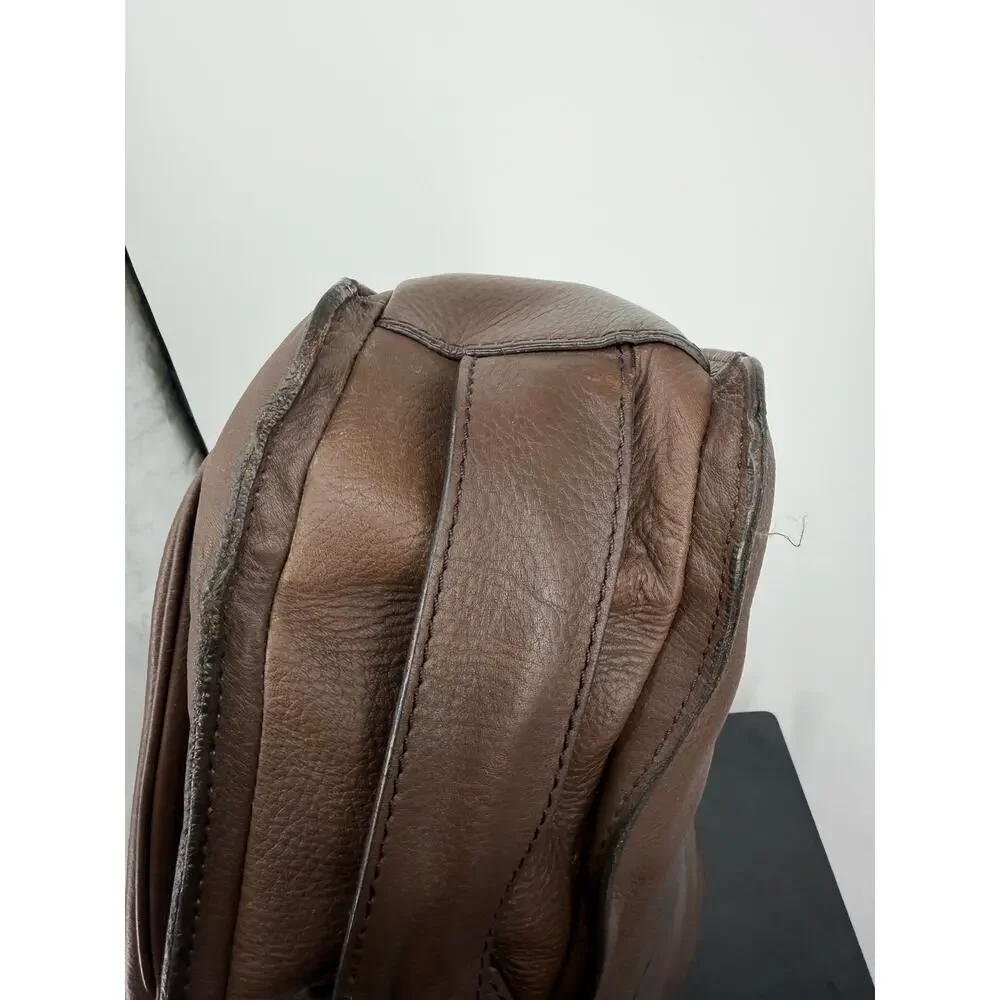 Burberry Men Brown Pebbled Leather Messenger Bag Crossbody Nova Check Lined Flap